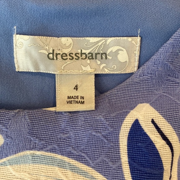Dress Barn Blue and White Floral Sleeveless Dress Size 4 - Picture 4 of 6